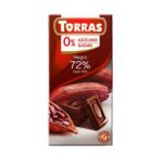 Шоколад TORRAS чорний 72% какао, БЕЗ ЦУКРУ та глютену, 75 г