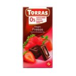 Шоколад TORRAS чорний з полуницею БЕЗ ЦУКРУ та глютену, 75 г