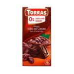 Шоколад TORRAS чорний з зернами какао БЕЗ ЦУКРУ та глютену, 75 г