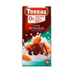 Шоколад TORRAS молочний з мигдалем БЕЗ ЦУКРУ та глютену, 75 г