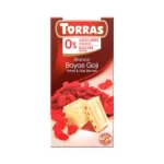 Шоколад TORRAS білий з ягодами годжі, БЕЗ ЦУКРУ та глютену, 75г