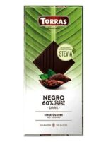 Шоколад TORRAS Stevia Negro 60% чорний БЕЗ ЦУКРУ та глютену, 100 г