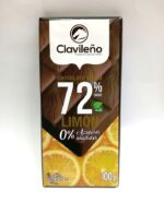 Шоколад Clavileno 72 % з лимоном, БЕЗ ЦУКРУ, 100 г.