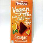 Шоколад Torras Vegan чорний з вівсяним молоком та шматочками апельсину, без цукру, 100 г.